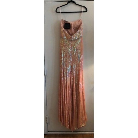 NWT $398 IEENA FOR MAC DUGGAL STRAPLESS PINK SEQUIN GOWN STYLE 26980 SIZE 4 - Picture 5 of 7